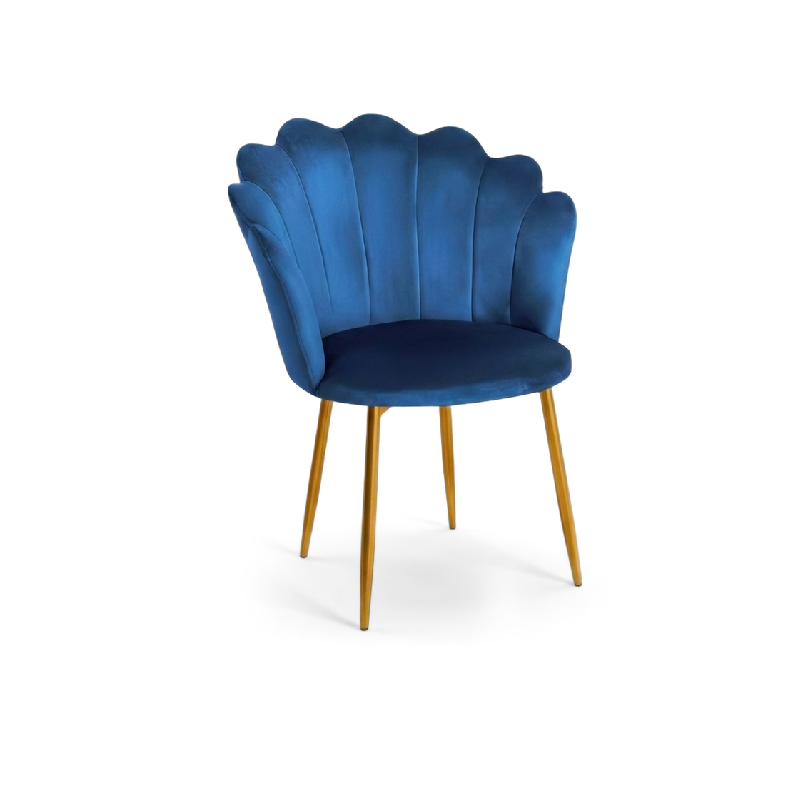 Blue Velvet Tub Chair with Gold Plated Legs