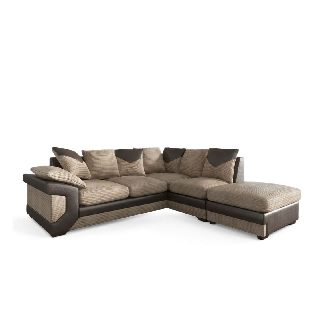 Dino, Corner Sofa (Right Hand Side Chaise), Beige + Brown