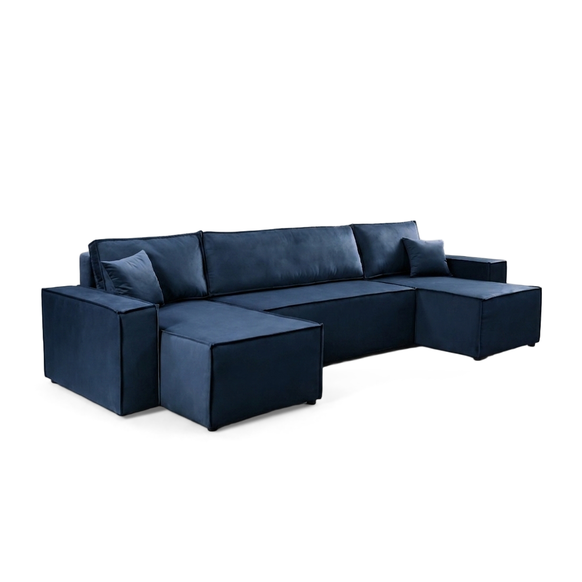 Pati Sofabed, U Corner, Plush Fabric, Blue