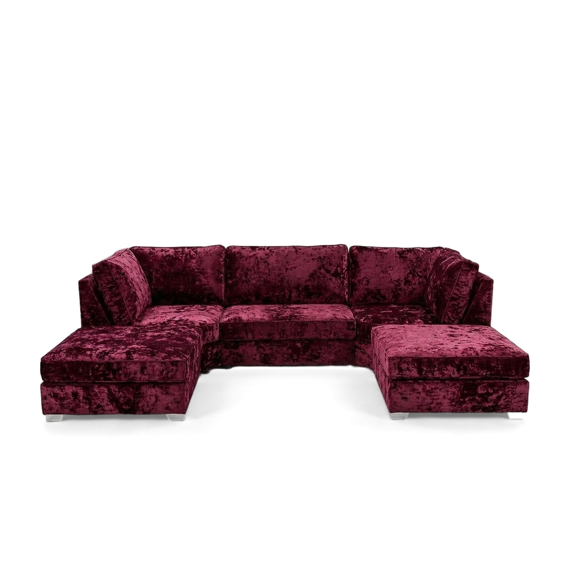 Pickford, U-Shape Corner Sofa, Crushed Velvet Fabric, Aubergine Purple