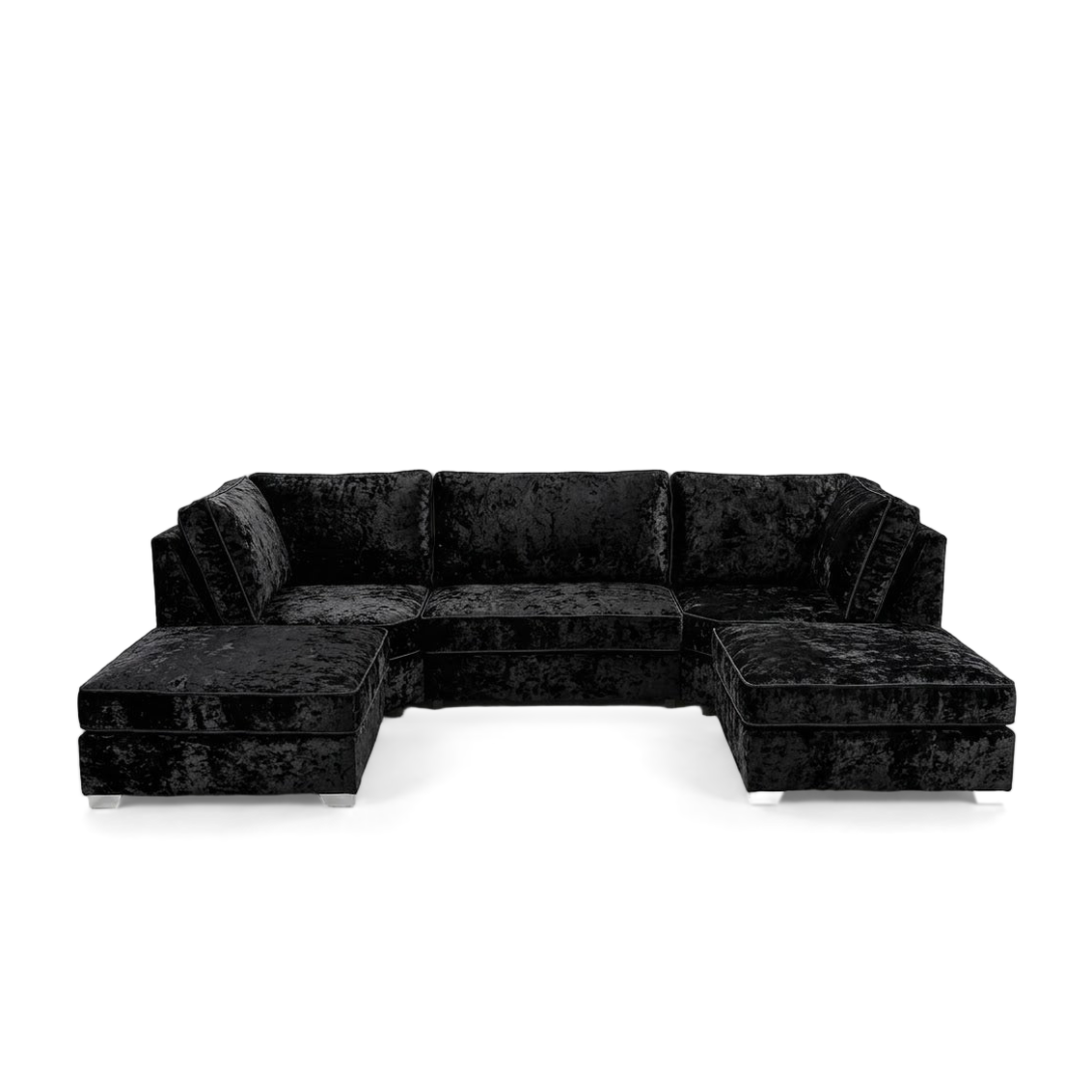 Pickford, U-Shape Corner Sofa, Crushed Velvet Fabric, Black