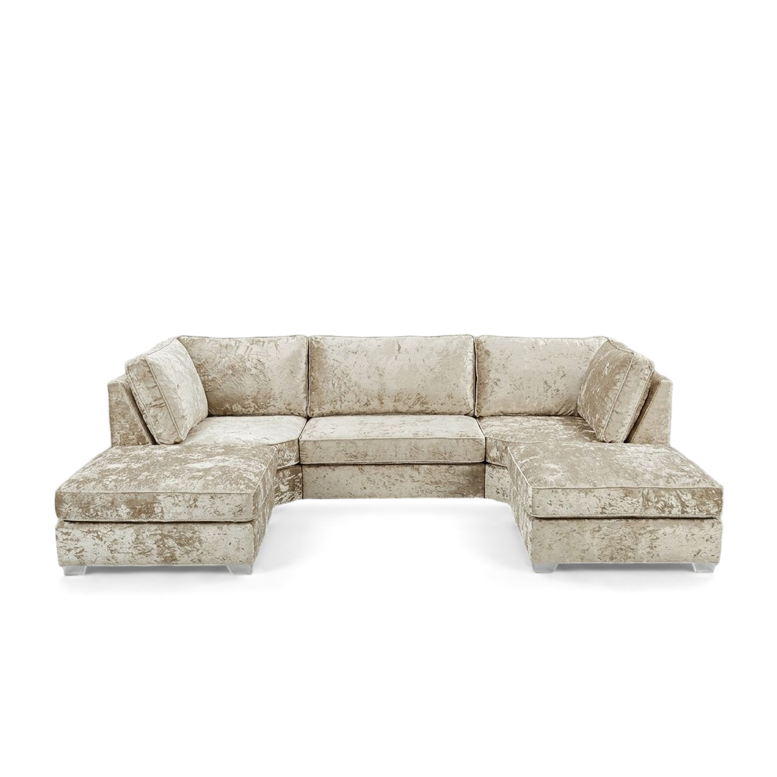 Pickford, U-Shape Corner Sofa, Crushed Velvet Fabric, Cream