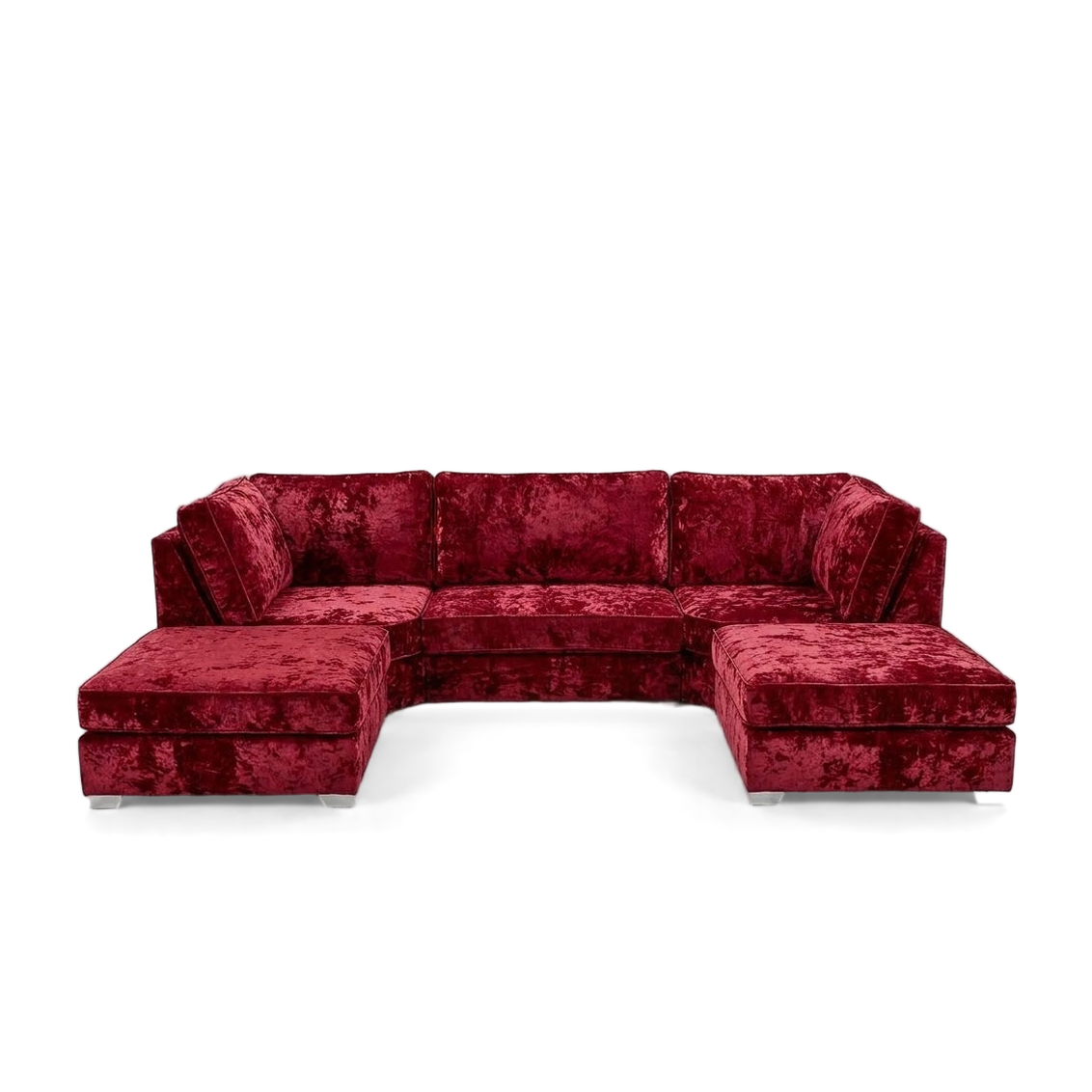 Pickford, U-Shape Corner Sofa, Crushed Velvet Fabric, Red