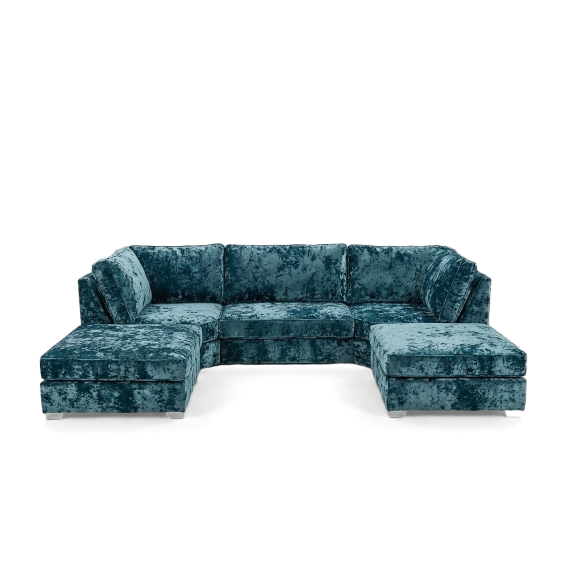 Pickford, U-Shape Corner Sofa, Crushed Velvet Fabric, Teal