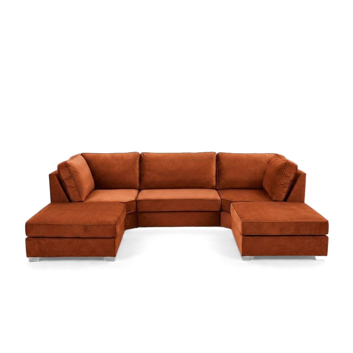 Pickford U-Shape Sofa, Plush Soft Velvet, Burnt Orange
