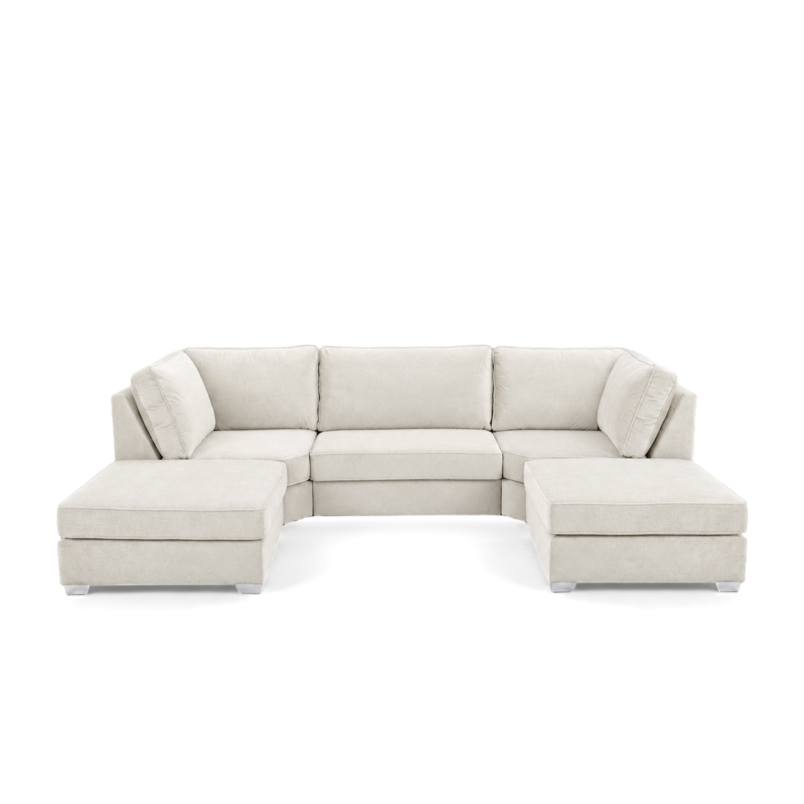 Pickford U-Shape Sofa, Plush Soft Velvet, Cream