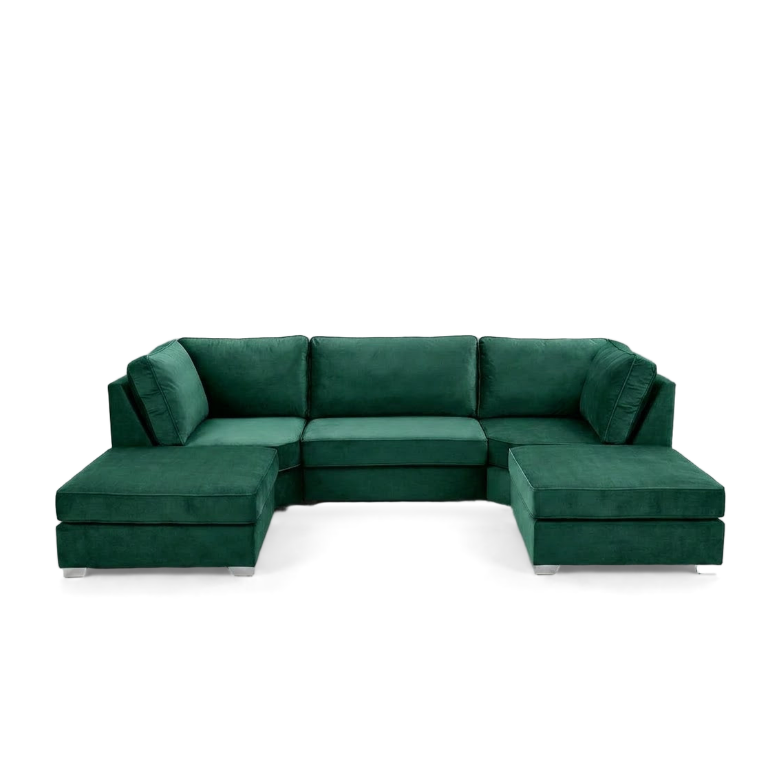 Pickford U-Shape Sofa, Plush Soft Velvet, Emerald Green