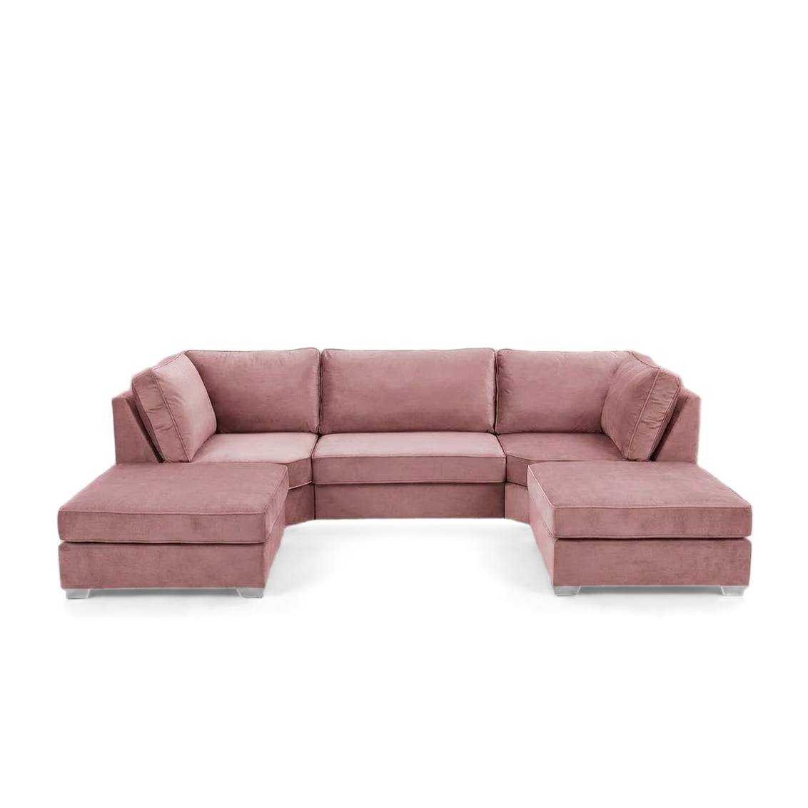 Pickford U-Shape Sofa, Plush Soft Velvet, Pink