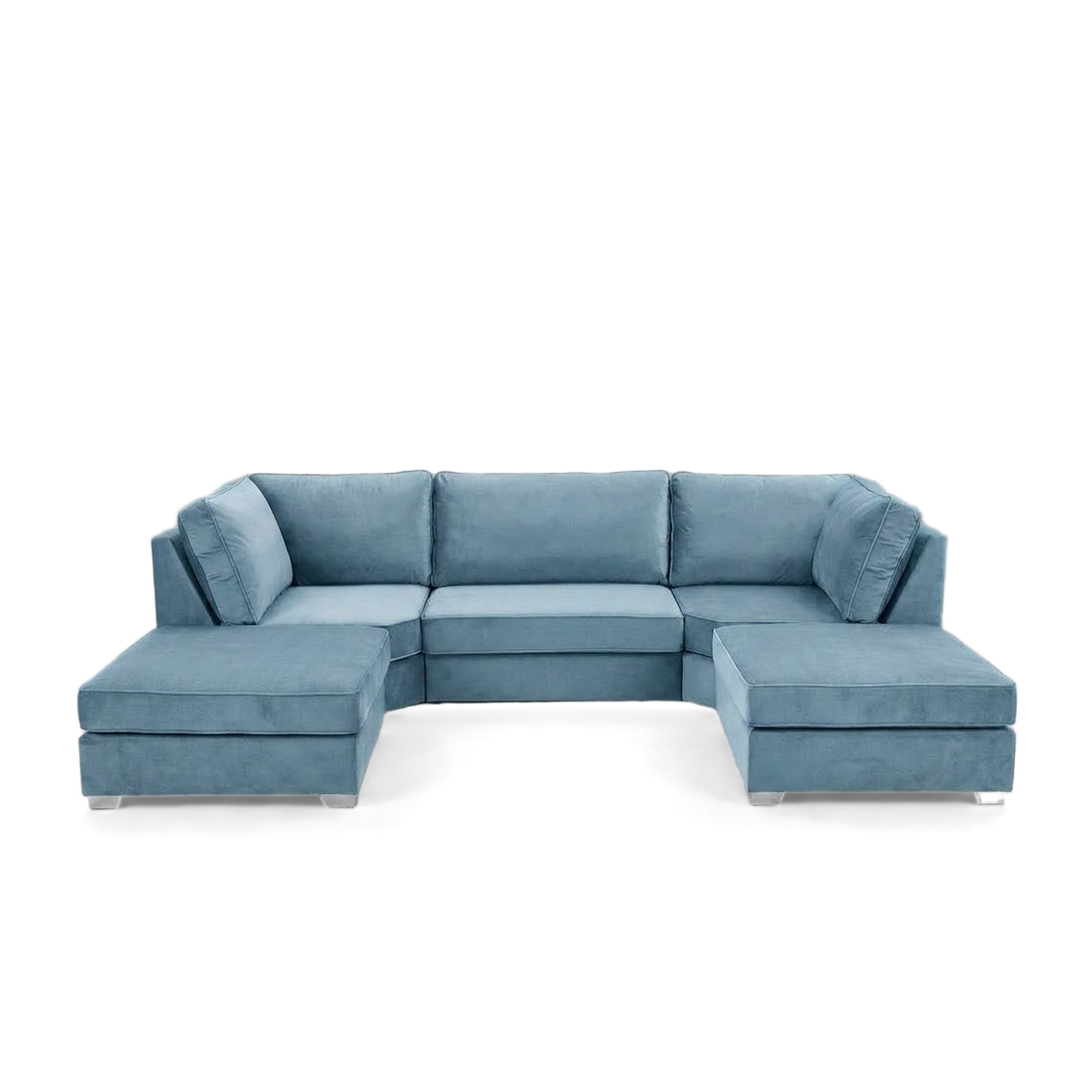 Pickford U-Shape Sofa, Plush Soft Velvet, Sky Blue