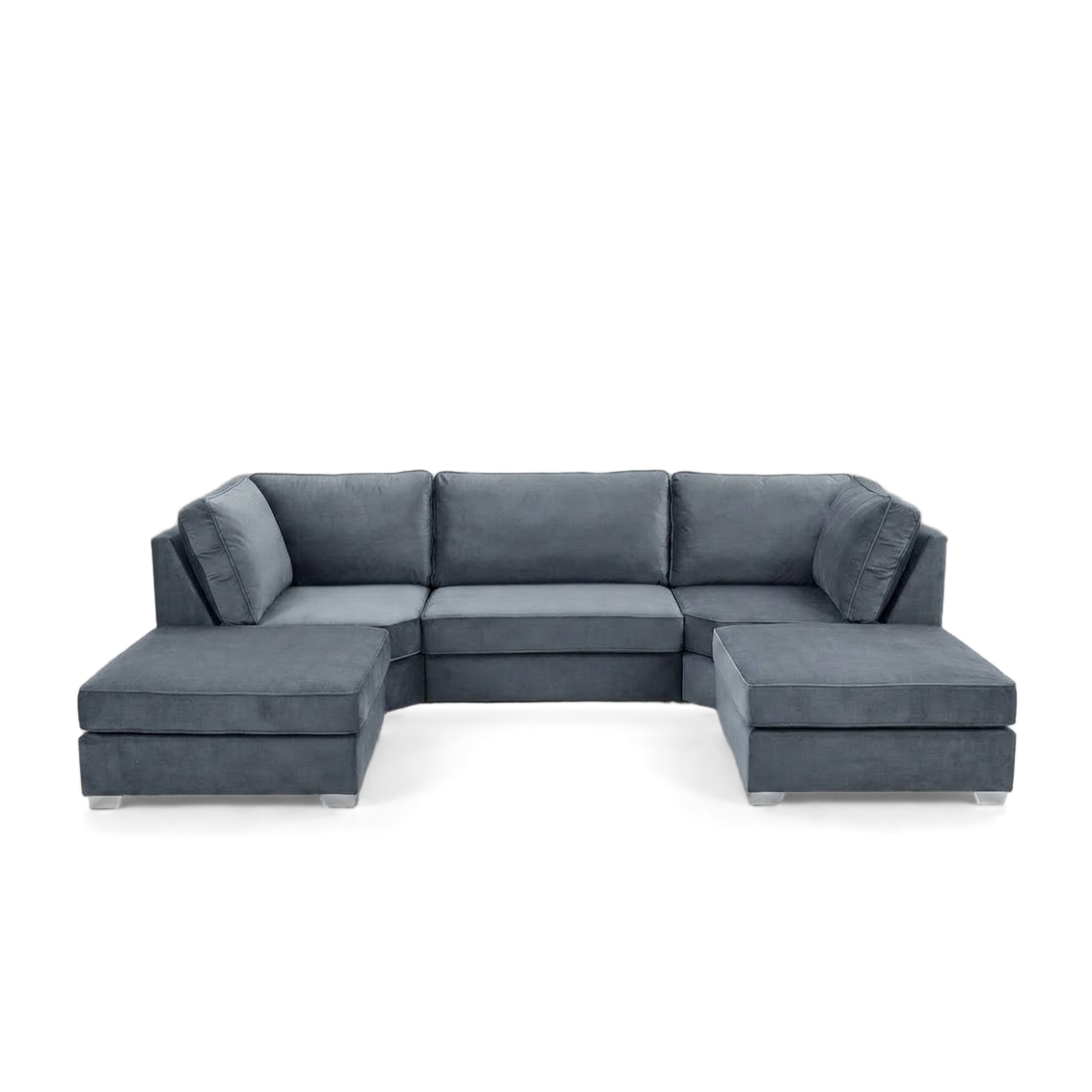 Pickford U-Shape Sofa, Plush Soft Velvet, Steel Grey