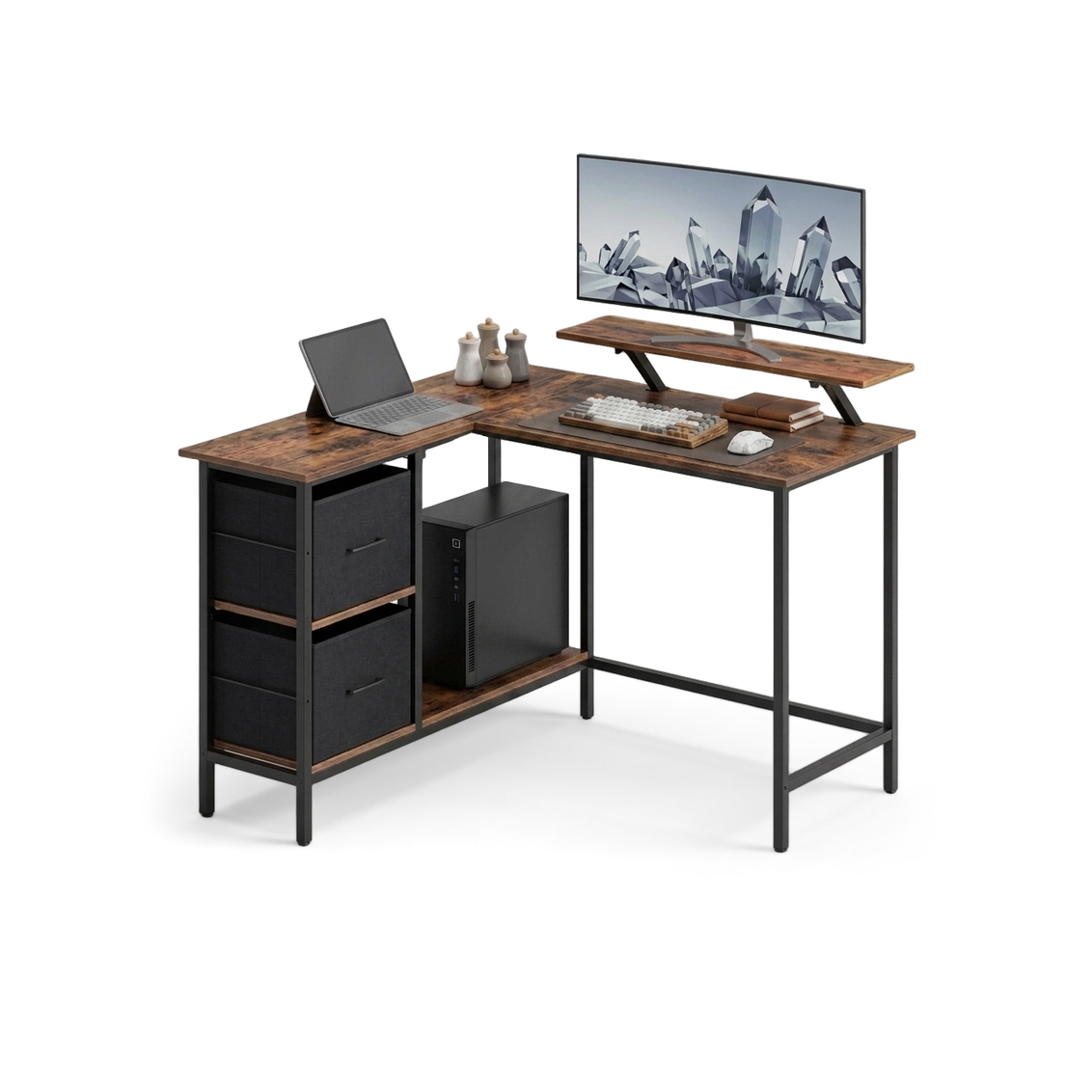 Reversible Office Table with Removable Storage shelf