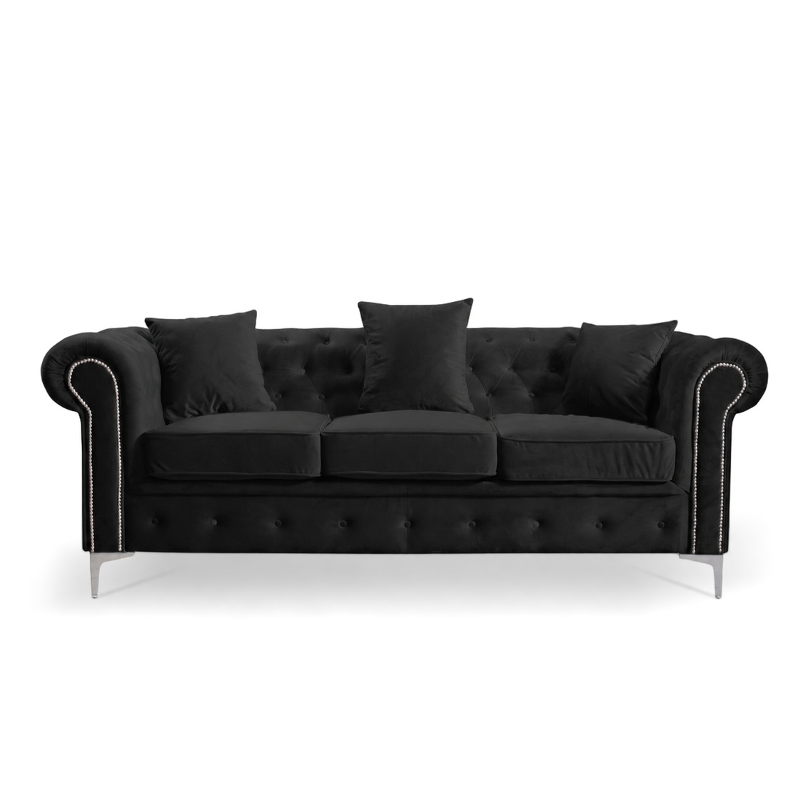 Roma Chesterfield, Black, 3 seater