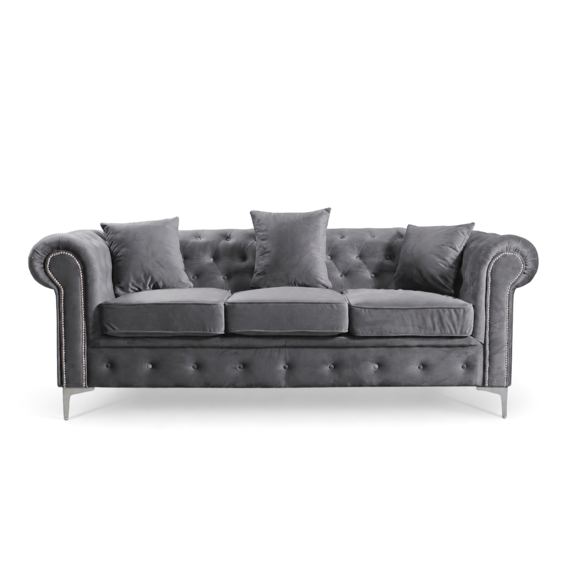 Roma Chesterfield, Grey, 3 seater