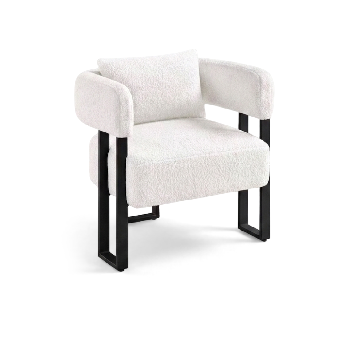 White Boucle Accent Chair