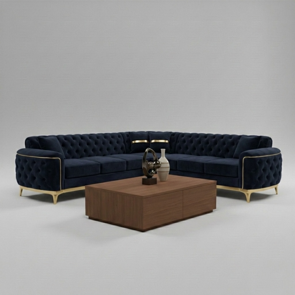 Royal Sofa Corner Set Navy Blue