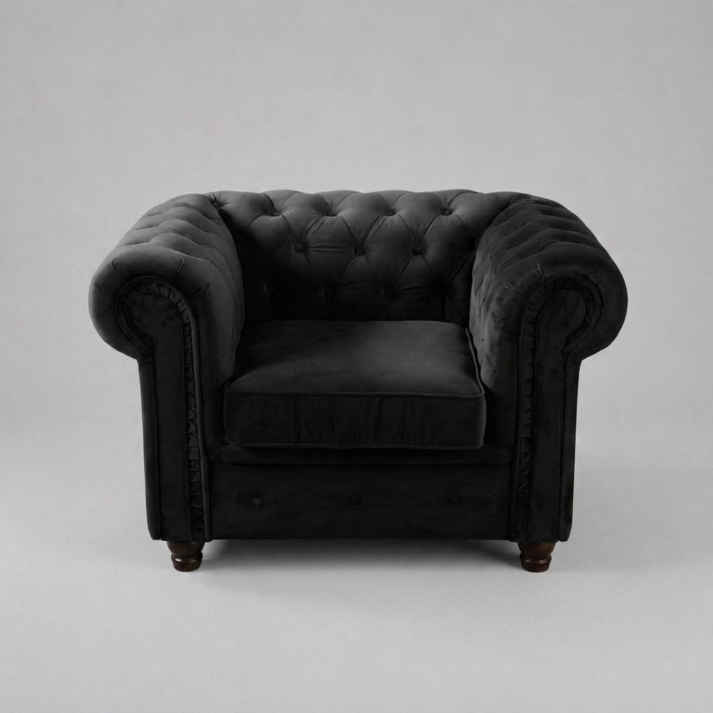 Infinity Plush Fabric, 1 Seater, Black