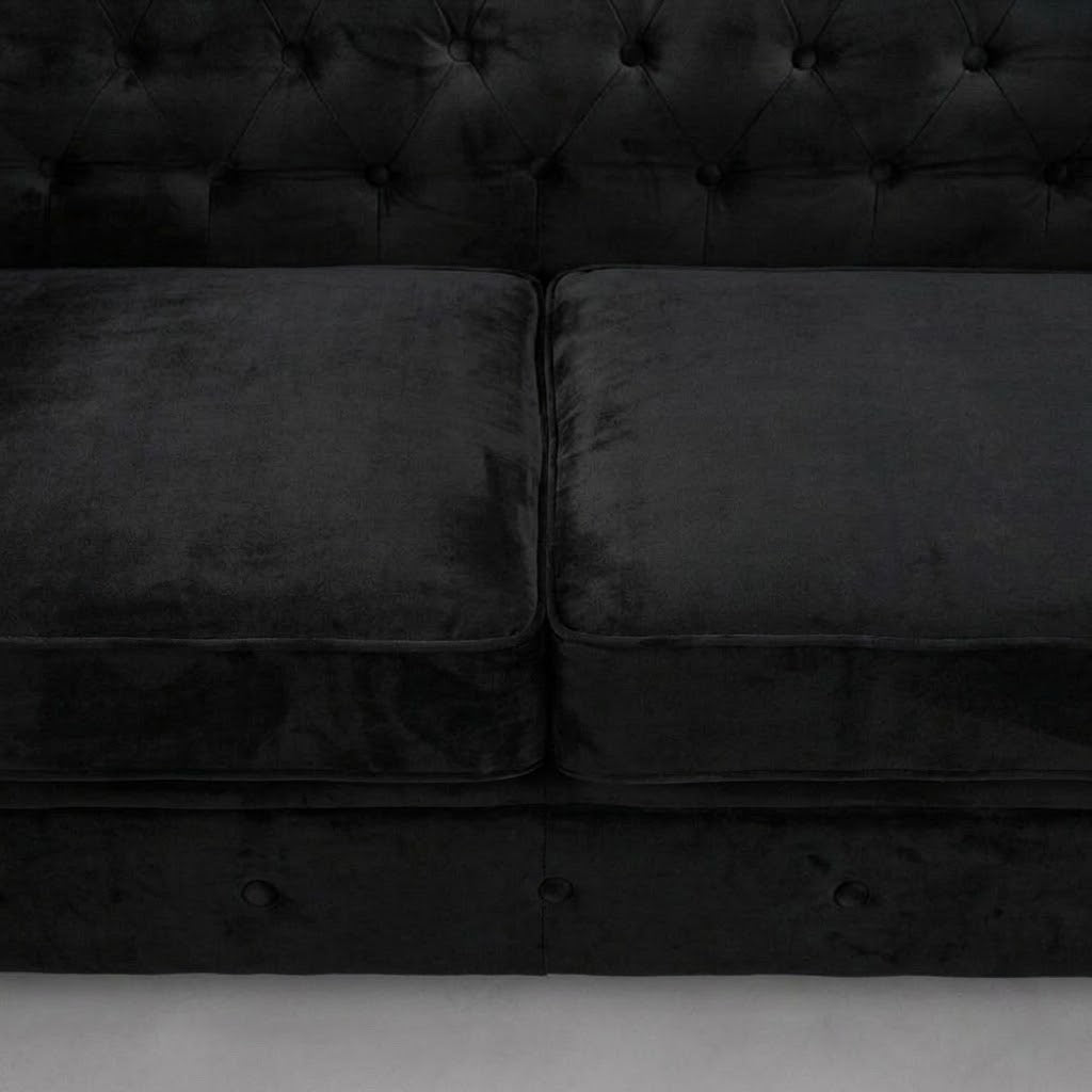 Infinity Plush Fabric, 3 Seater, Black