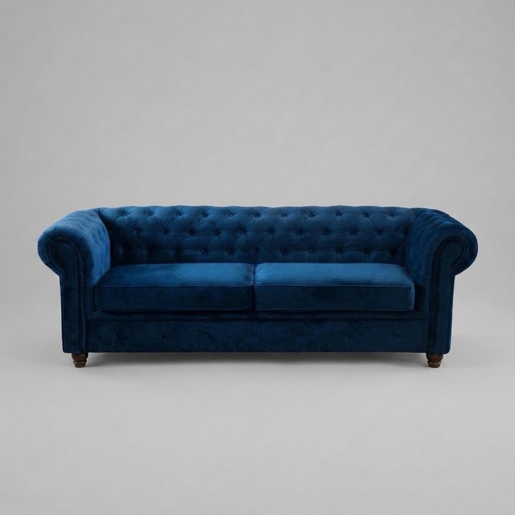 Infinity Plush Fabric, 3 Seater, Blue