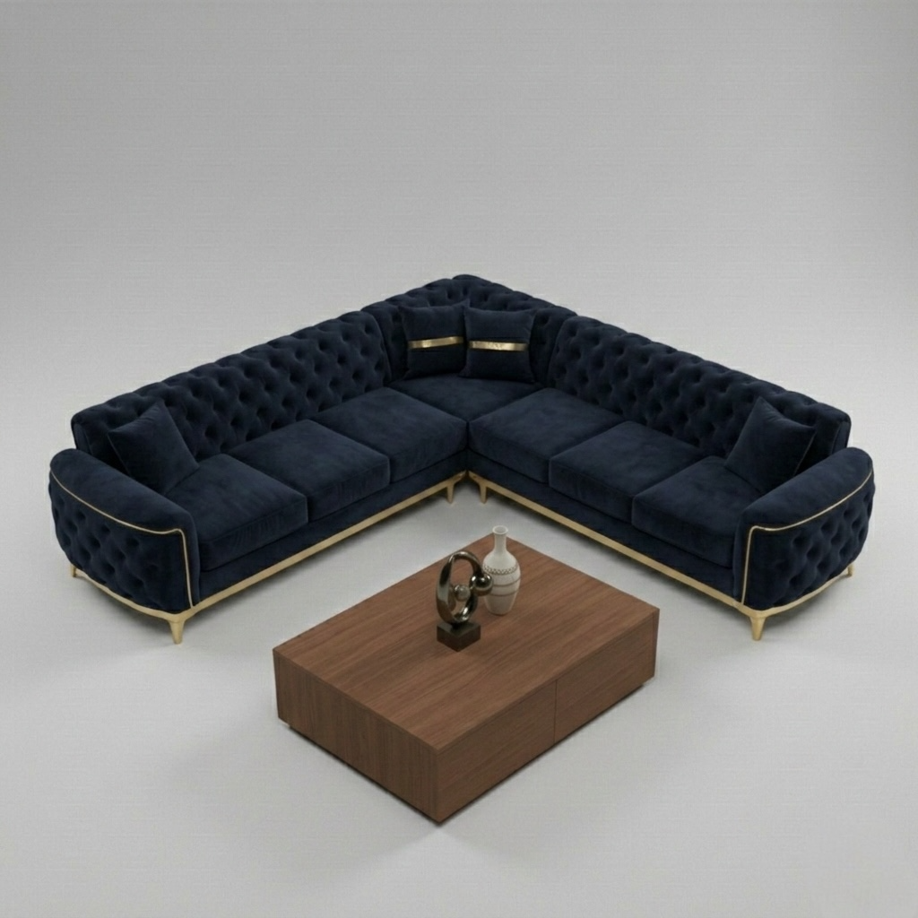 Royal Sofa Corner Set Navy Blue
