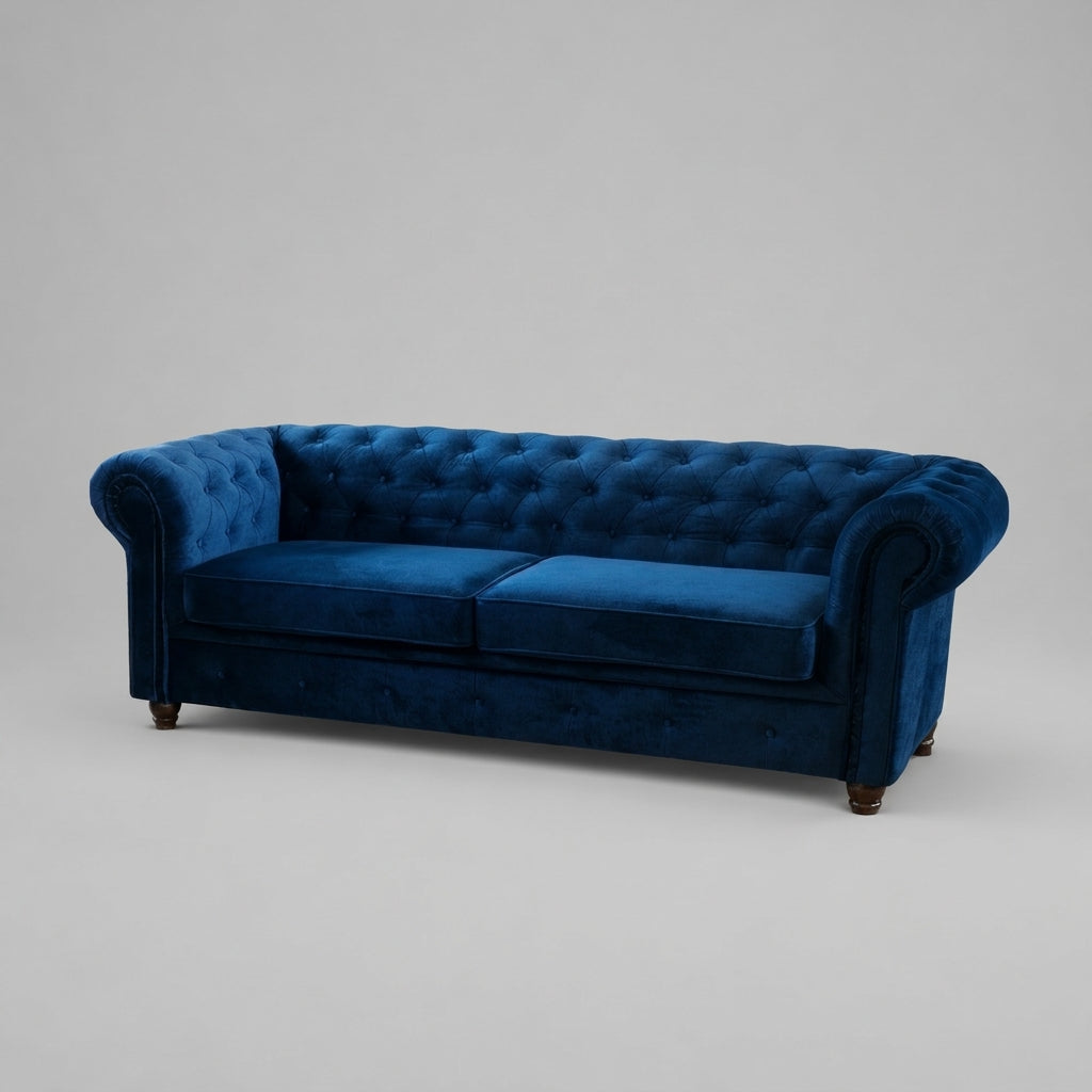Infinity Plush Fabric, 3 Seater, Blue