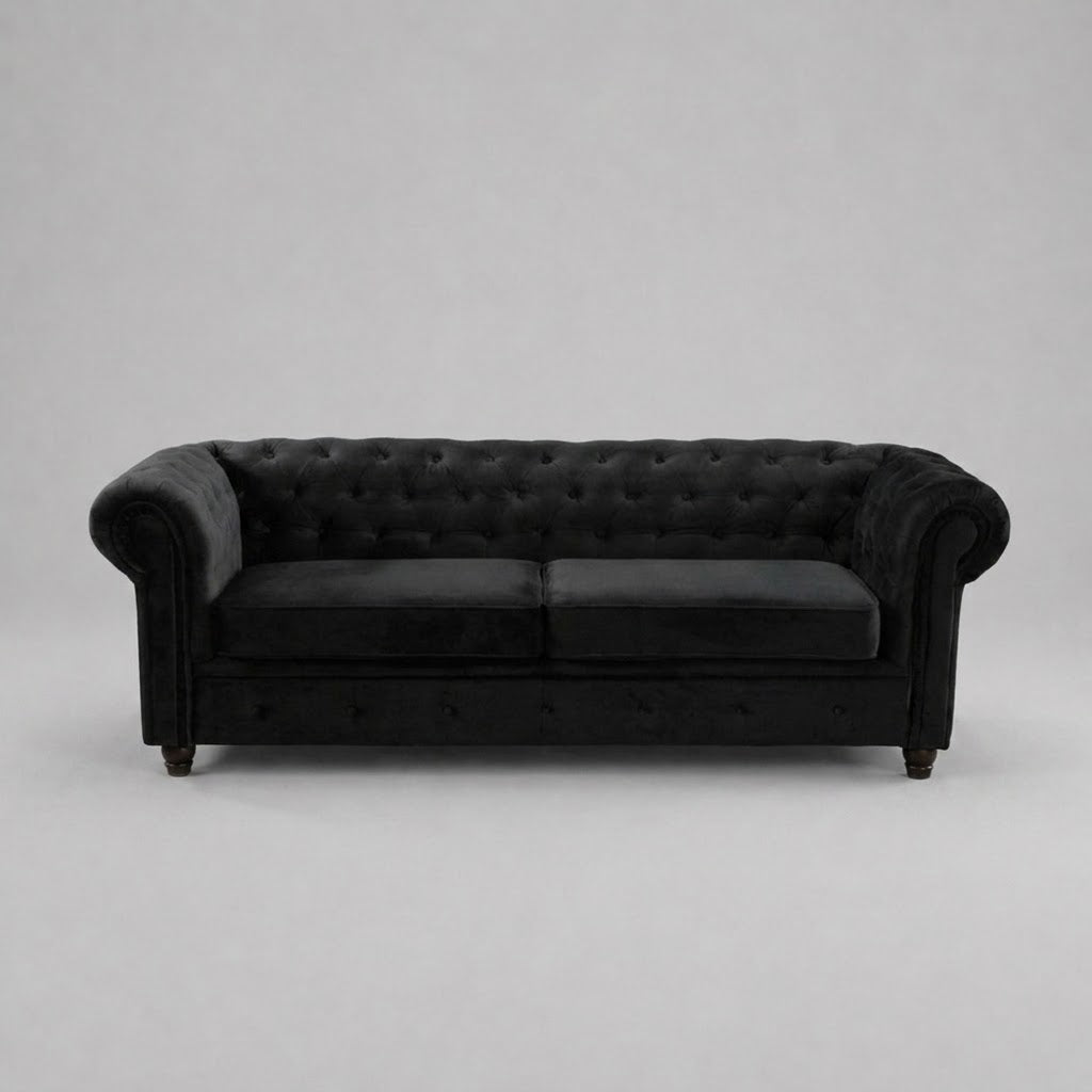 Infinity Plush Fabric, 3 Seater, Black