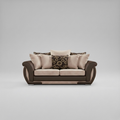 Shannon, 3 Seater, Beige + Dark Brown