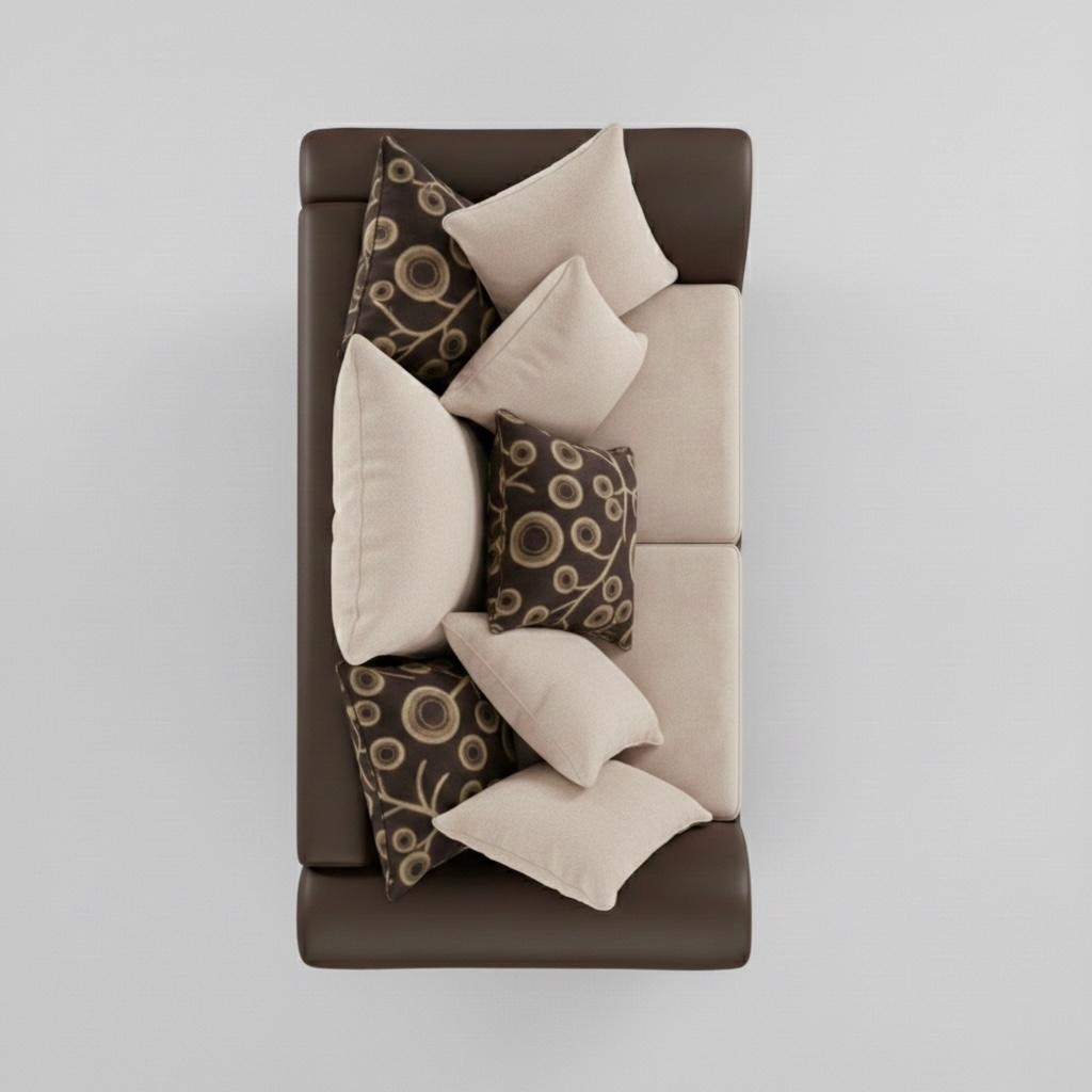 Shannon, 3 Seater, Beige + Dark Brown