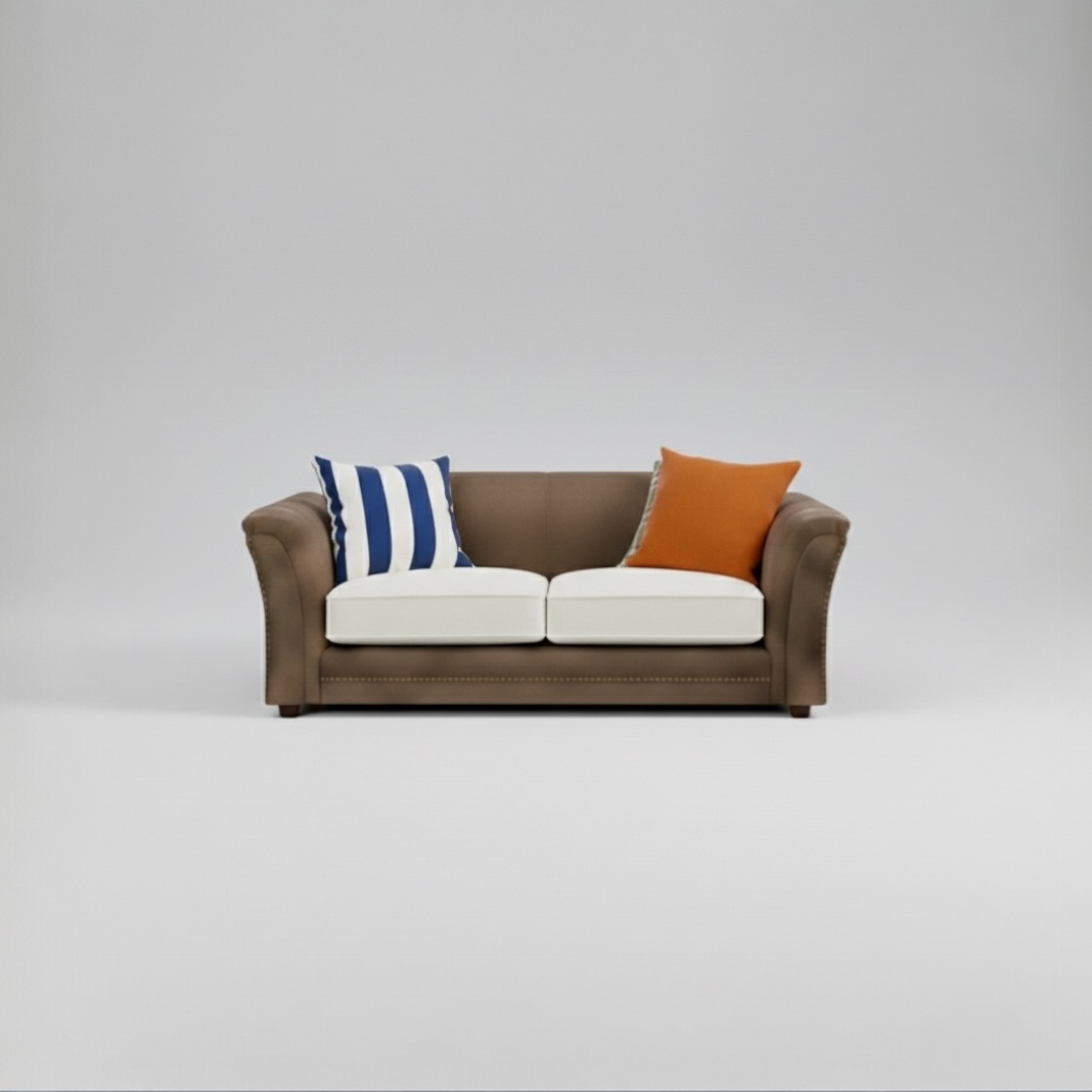 Bella, 2 Seater, Mid Brown + Cream