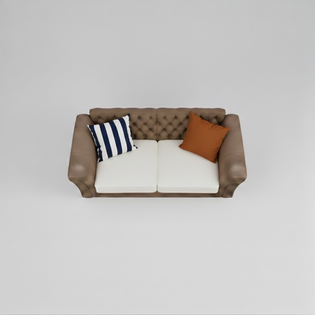 Bella, 2 Seater, Mid Brown + Cream