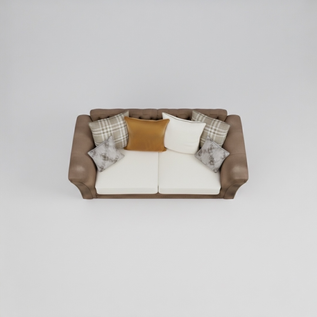 Bella, 3 Seater, Mid Brown + Cream