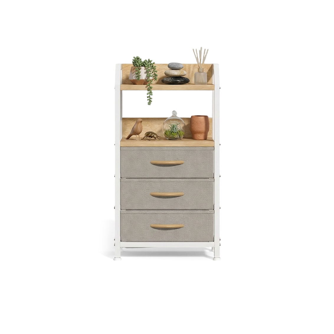 Bedside drawer table - White and Beige