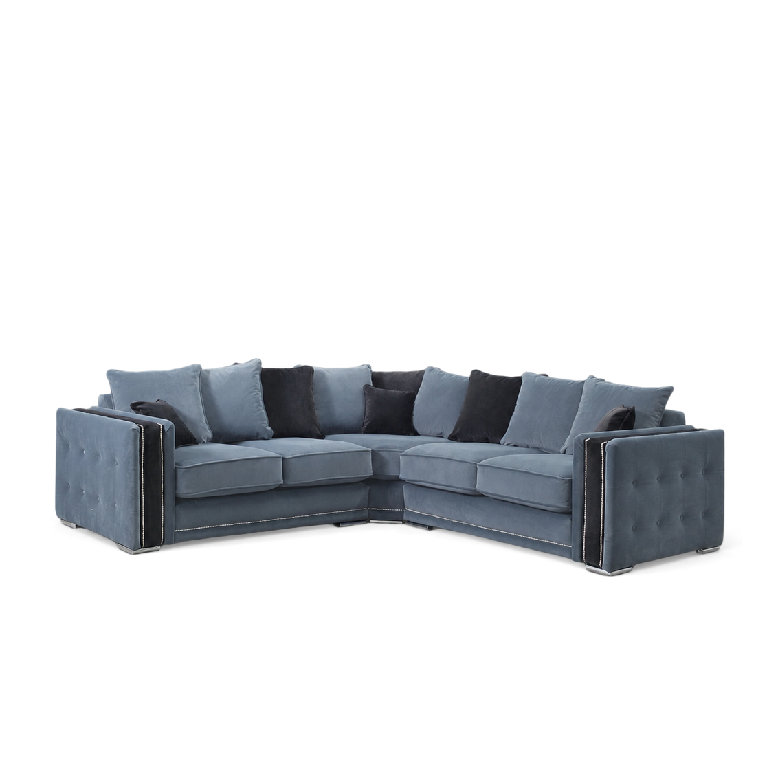 Bentley, Corner, Grey + Black (Finished In Toro Fabric)