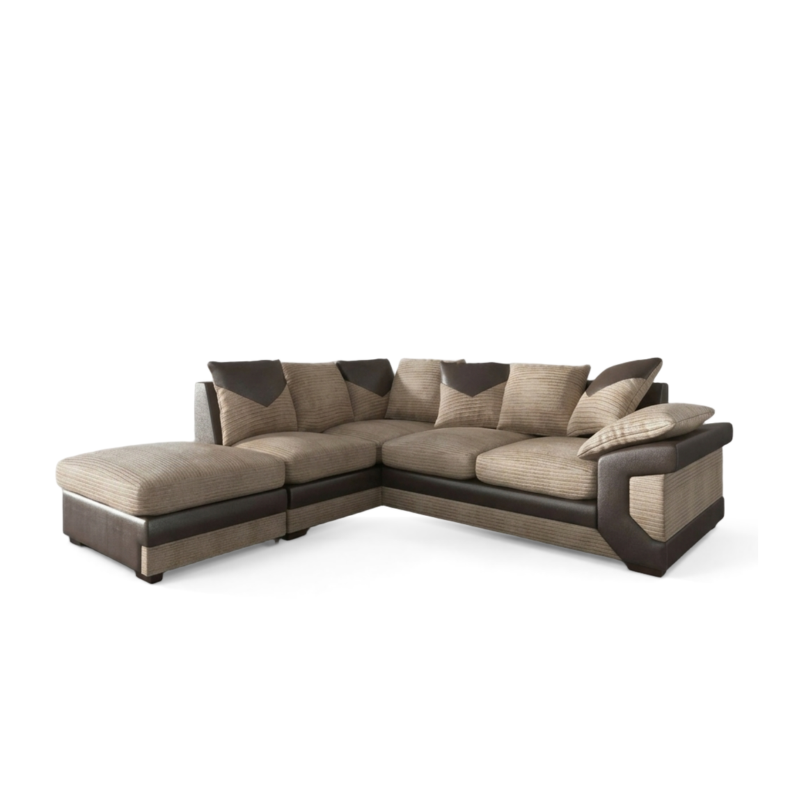 Dino, Corner Sofa (Left Hand Side Chaise), Beige + Brown