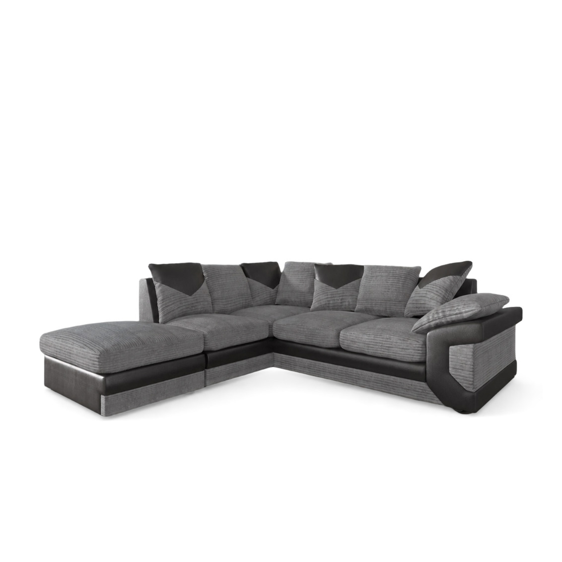 Dino, Corner Sofa (Left Hand Side Chaise), Grey + Black