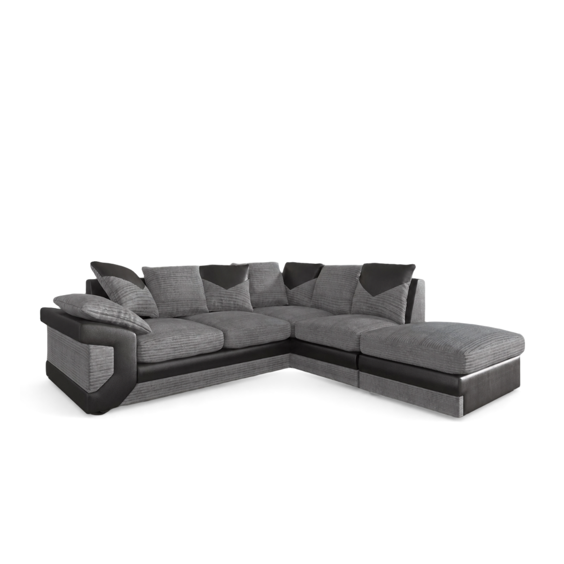 Dino, Corner Sofa (Right Hand Side Chaise), Grey + Black