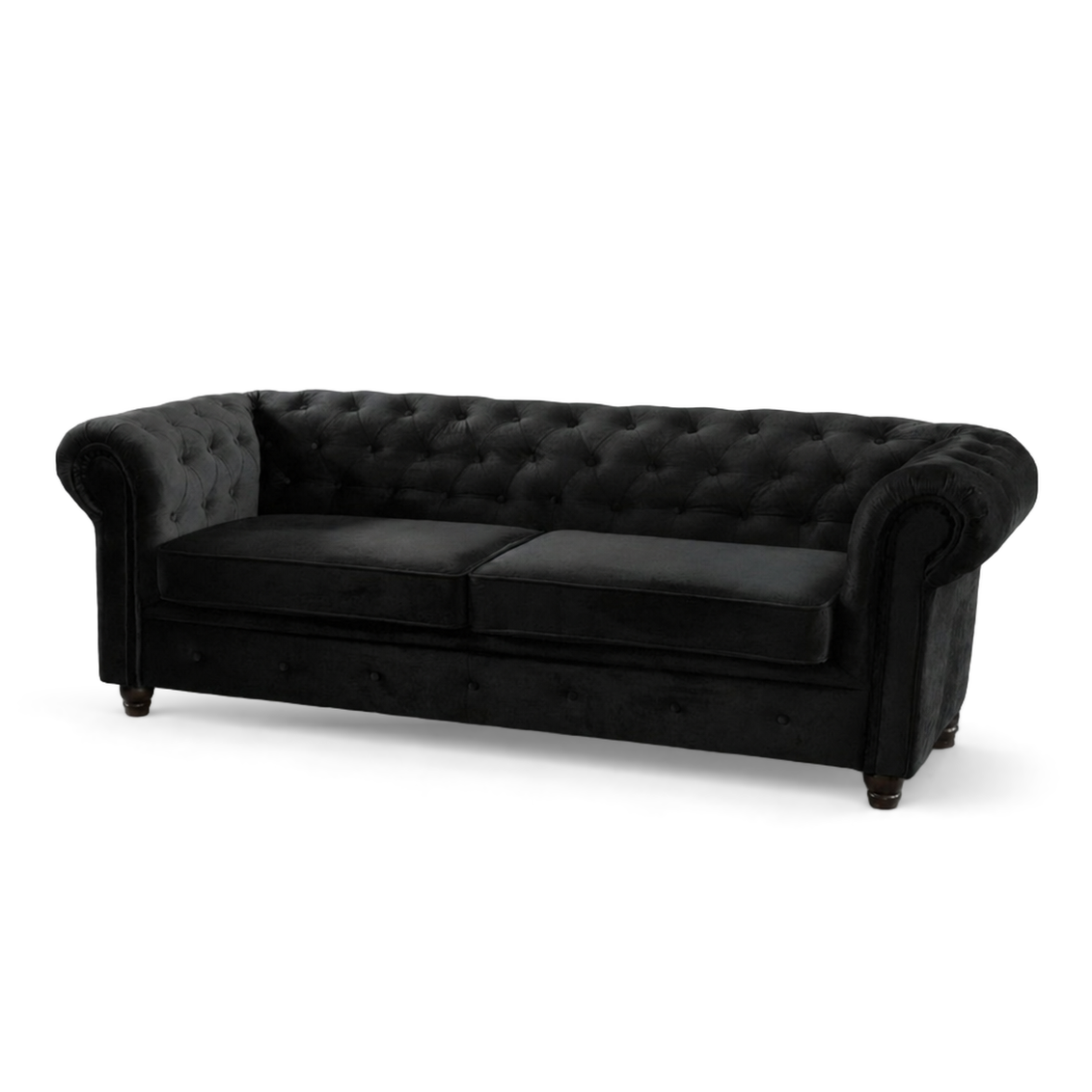 Infinity Plush Fabric, 3 Seater, Black
