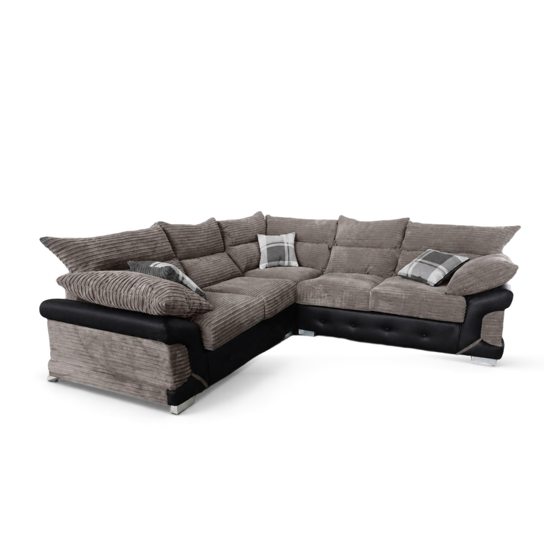 Logan, 5 Seater Corner, Beige + Black