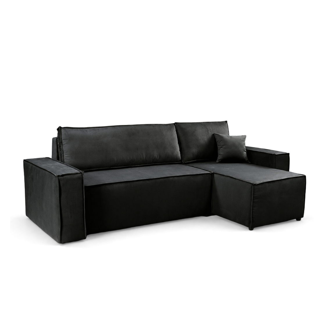 Pati Universal Sofabed, Corner, Plush Fabric, Black