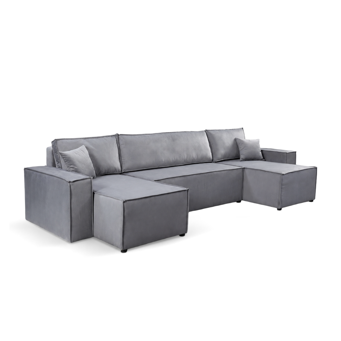 Pati Sofabed, U Corner, Plush Fabric, Grey