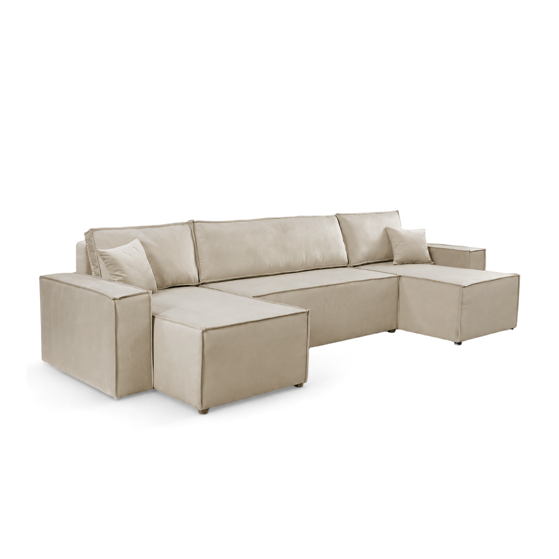 Pati Sofabed, U Corner, Plush Fabric, Mink/Beige