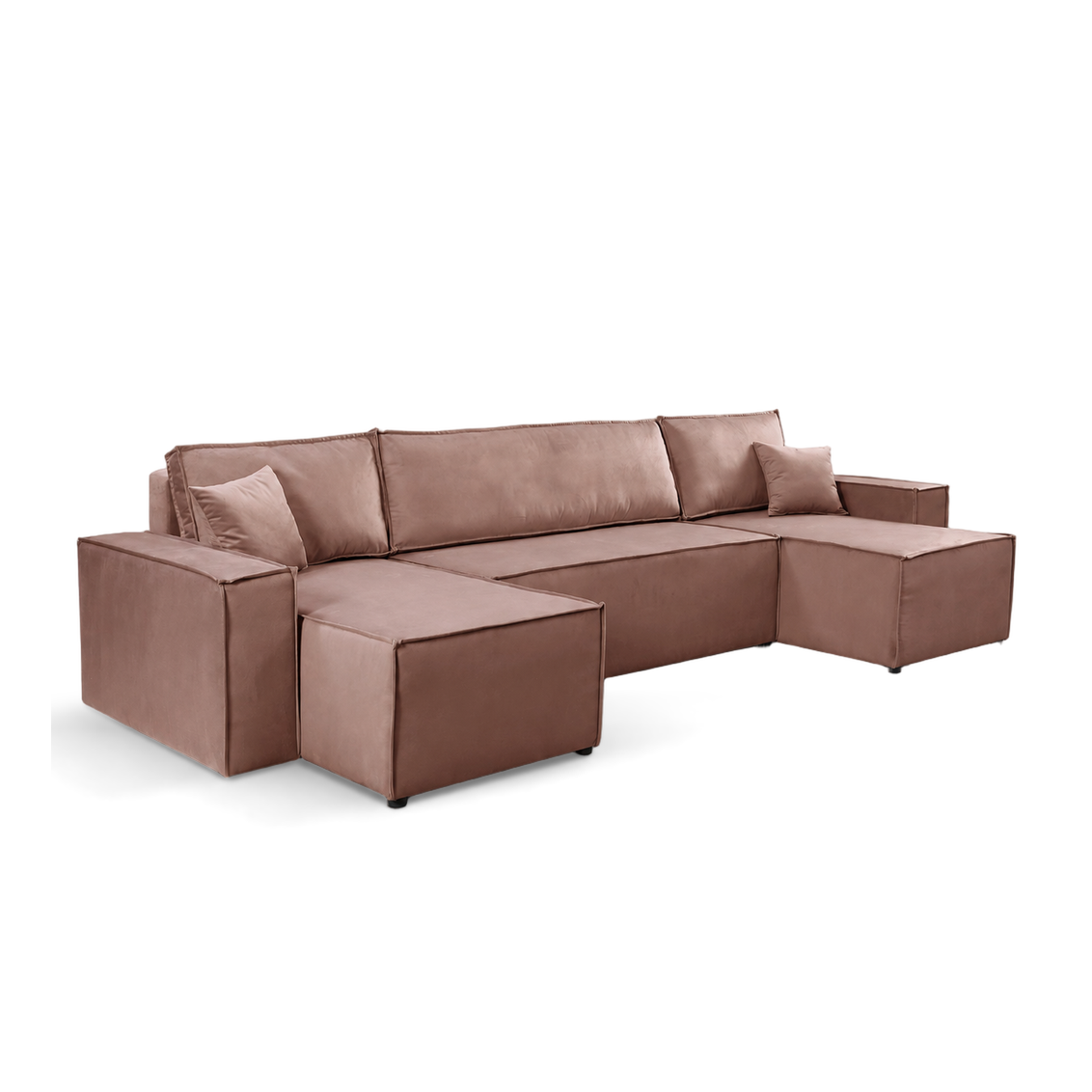 Pati Sofabed, U Corner, Plush Fabric, Pink