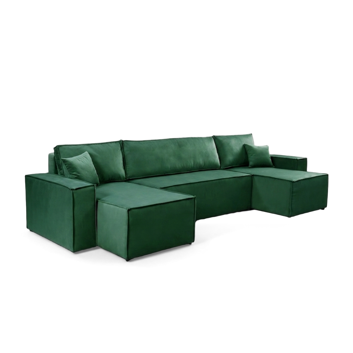 Pati Sofabed, U Corner, Plush Fabric, Green