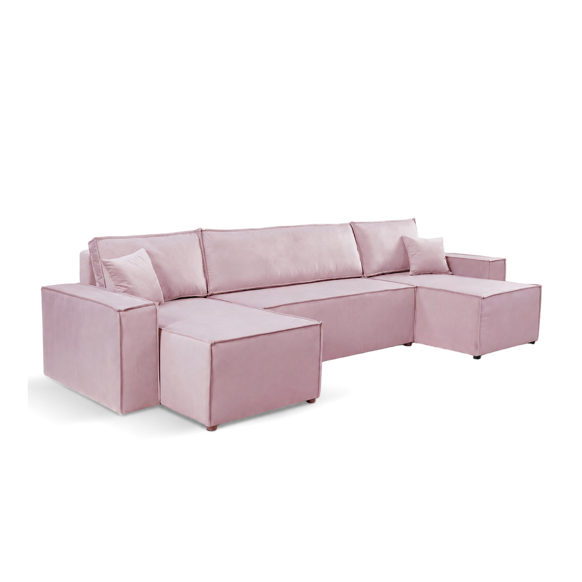 Pati Sofabed, U Corner, Plush Fabric, Pastel Pink