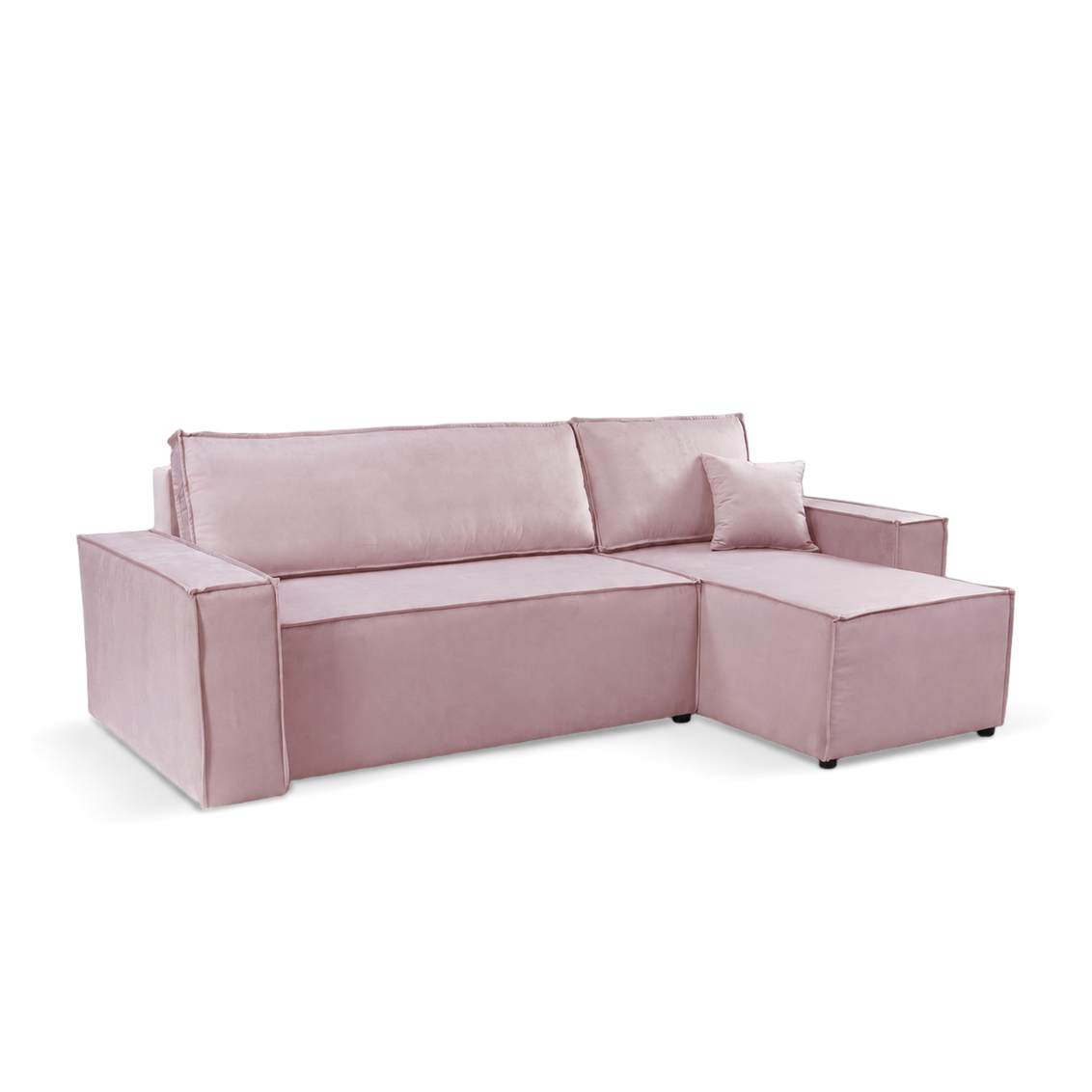 Pati Universal Sofabed, Corner, Plush Fabric, Pastel Pink