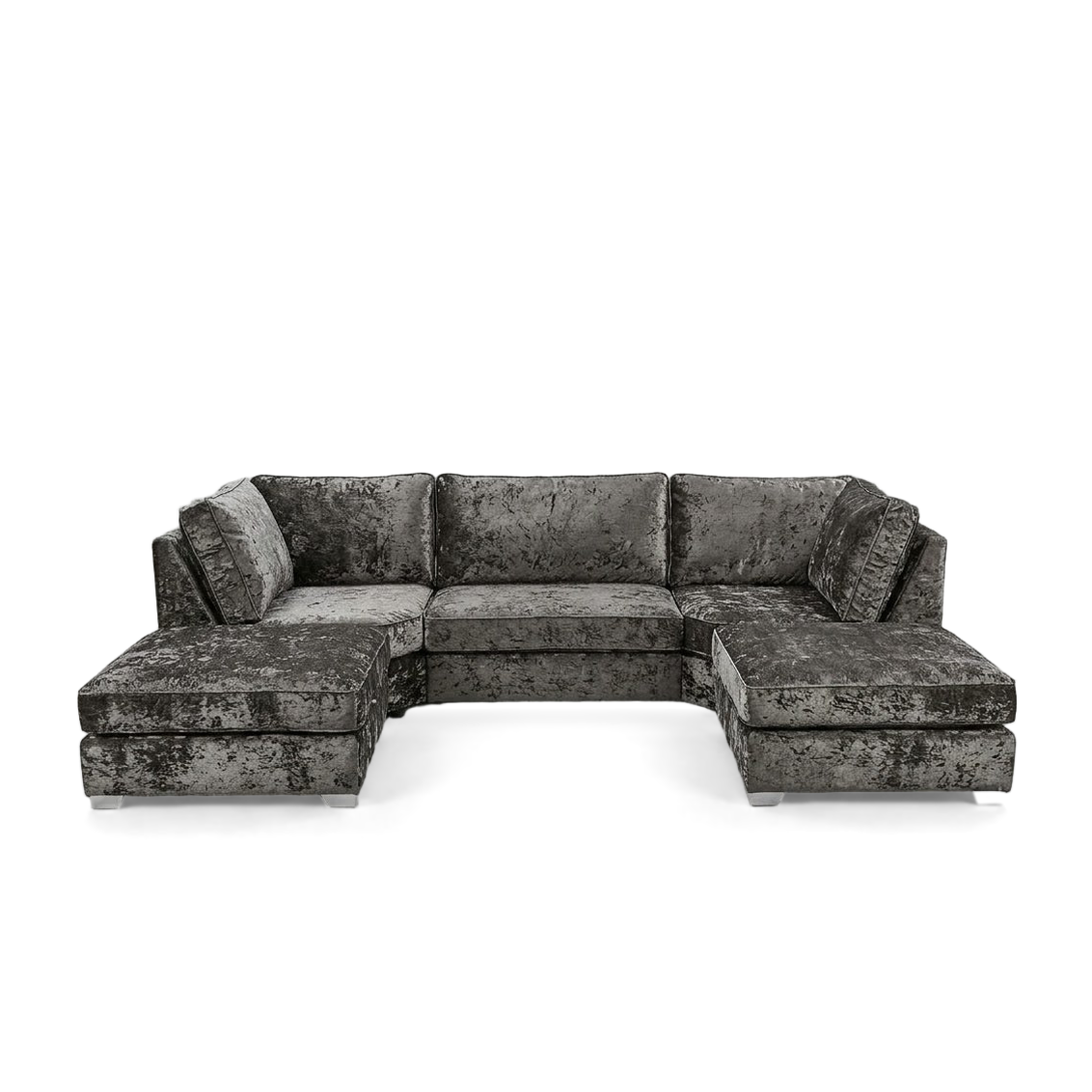 Pickford, U-Shape Corner Sofa, Crushed Velvet Fabric, Pewter