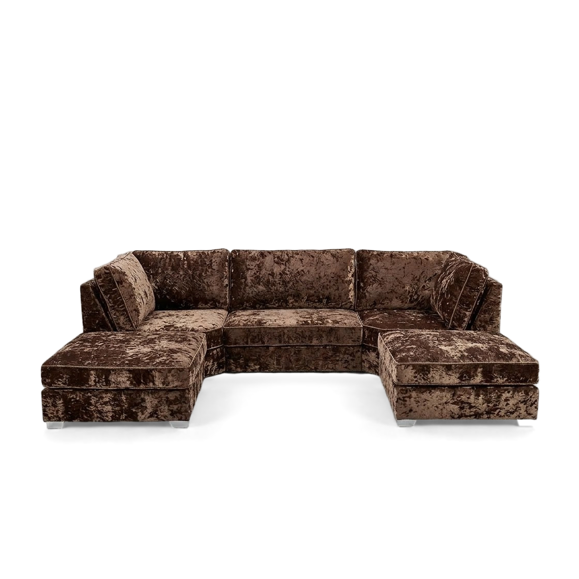 Pickford, U-Shape Corner Sofa, Crushed Velvet Fabric, Brown