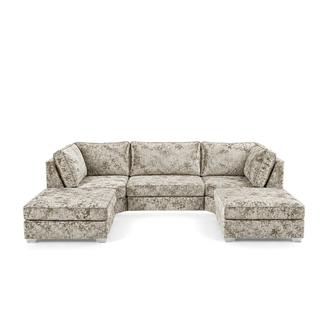Pickford, U-Shape Corner Sofa, Crushed Velvet Fabric, Champagne