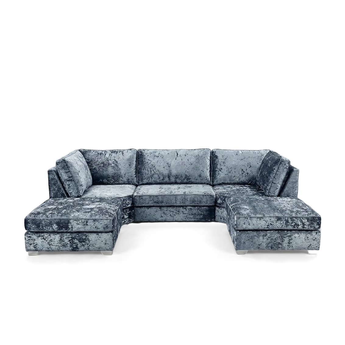 Pickford, U-Shape Corner Sofa, Crushed Velvet Fabric, Denim Blue