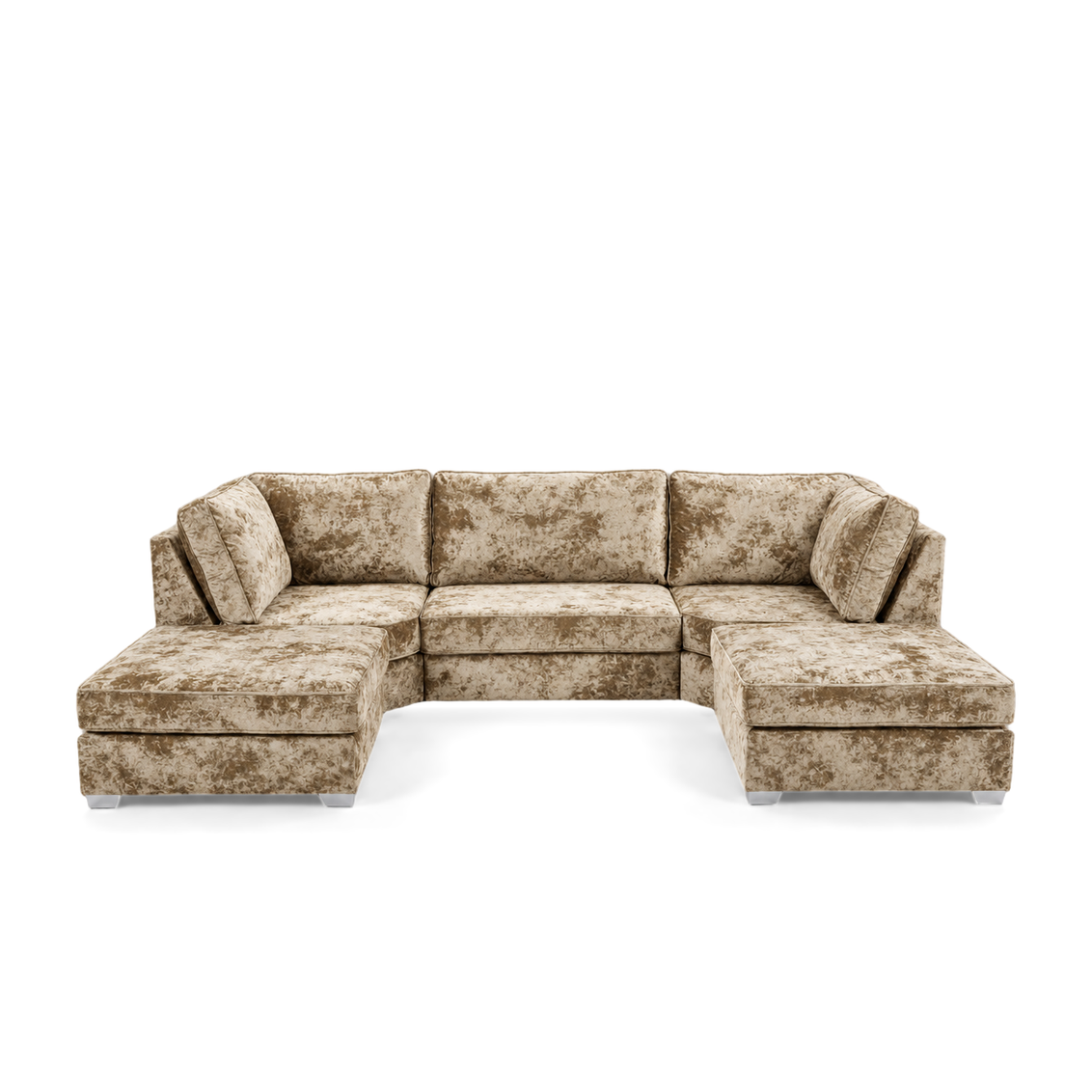 Pickford, U-Shape Corner Sofa, Crushed Velvet Fabric, Gold