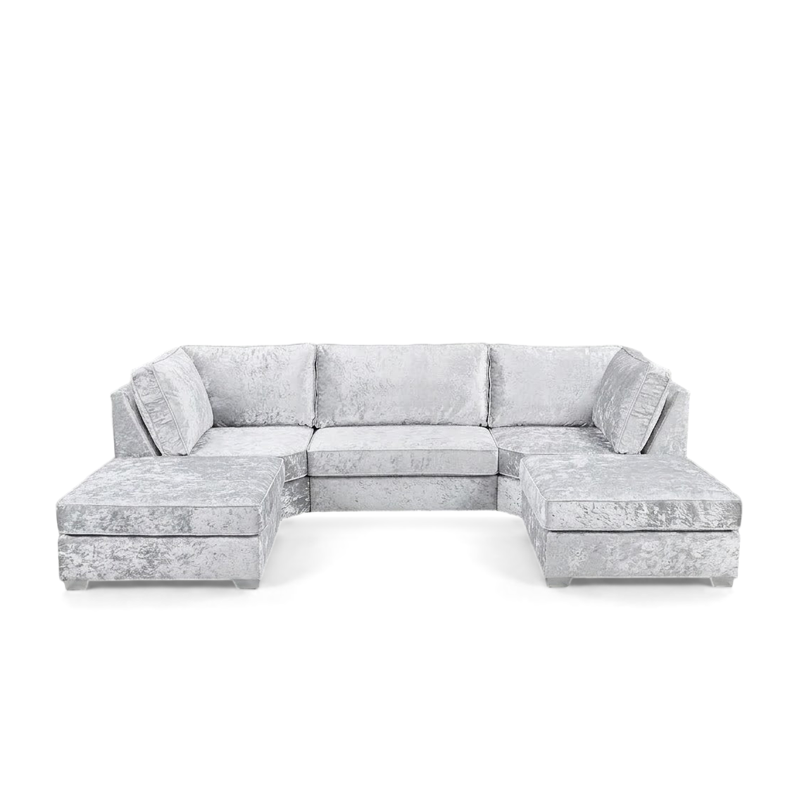 Pickford, U-Shape Corner Sofa, Crushed Velvet Fabric, White